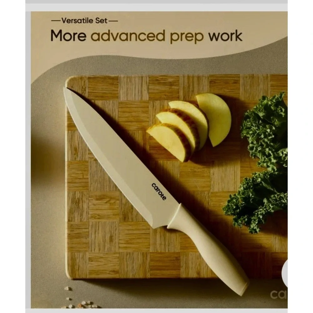 CAROTE 12 Pieces Kitchen Knife Set, Brown - Lightweight